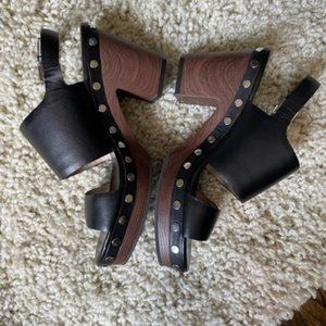 French Connection black studded platform sandals in 8.5